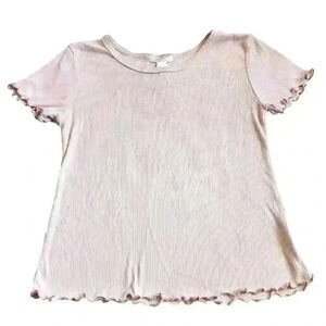 FULL TILT Essential Ribbed Girls Light Pink Tee sz Lg